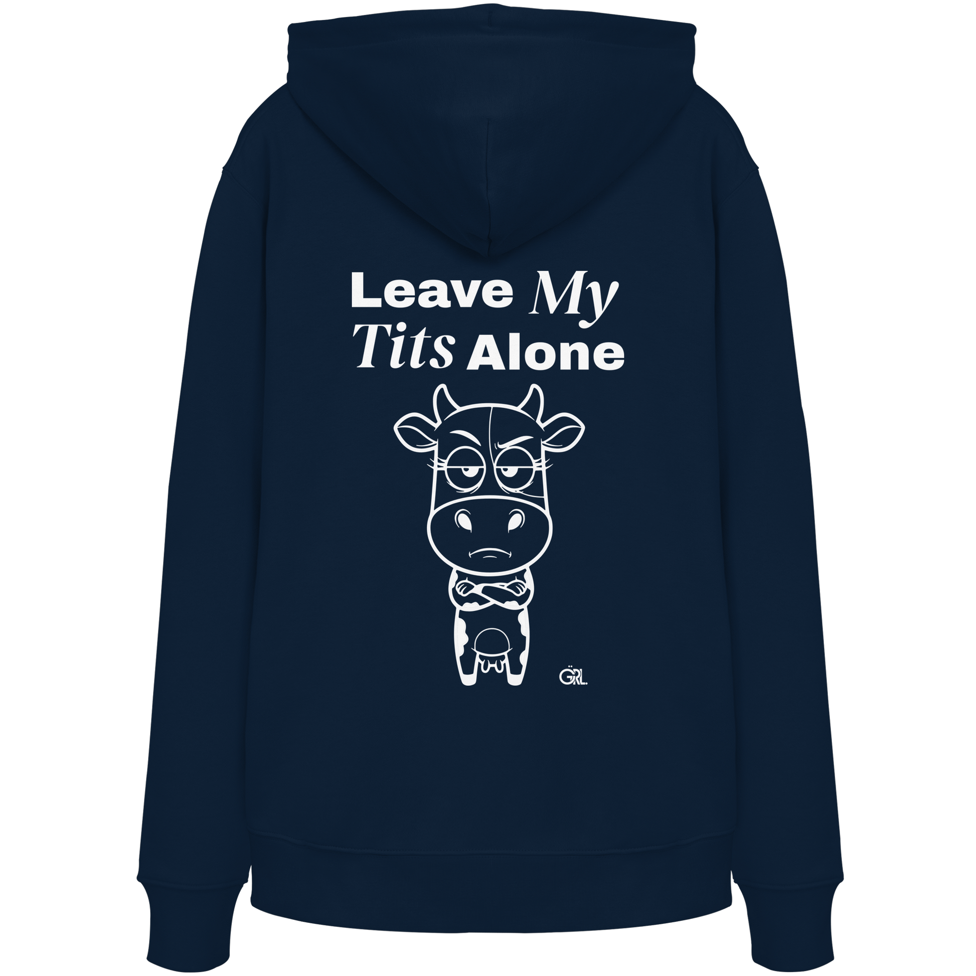 Annoyed Cow Rücken-Print – French Navy Hoodie | GÖRL Feminist Statement Wear Berlin