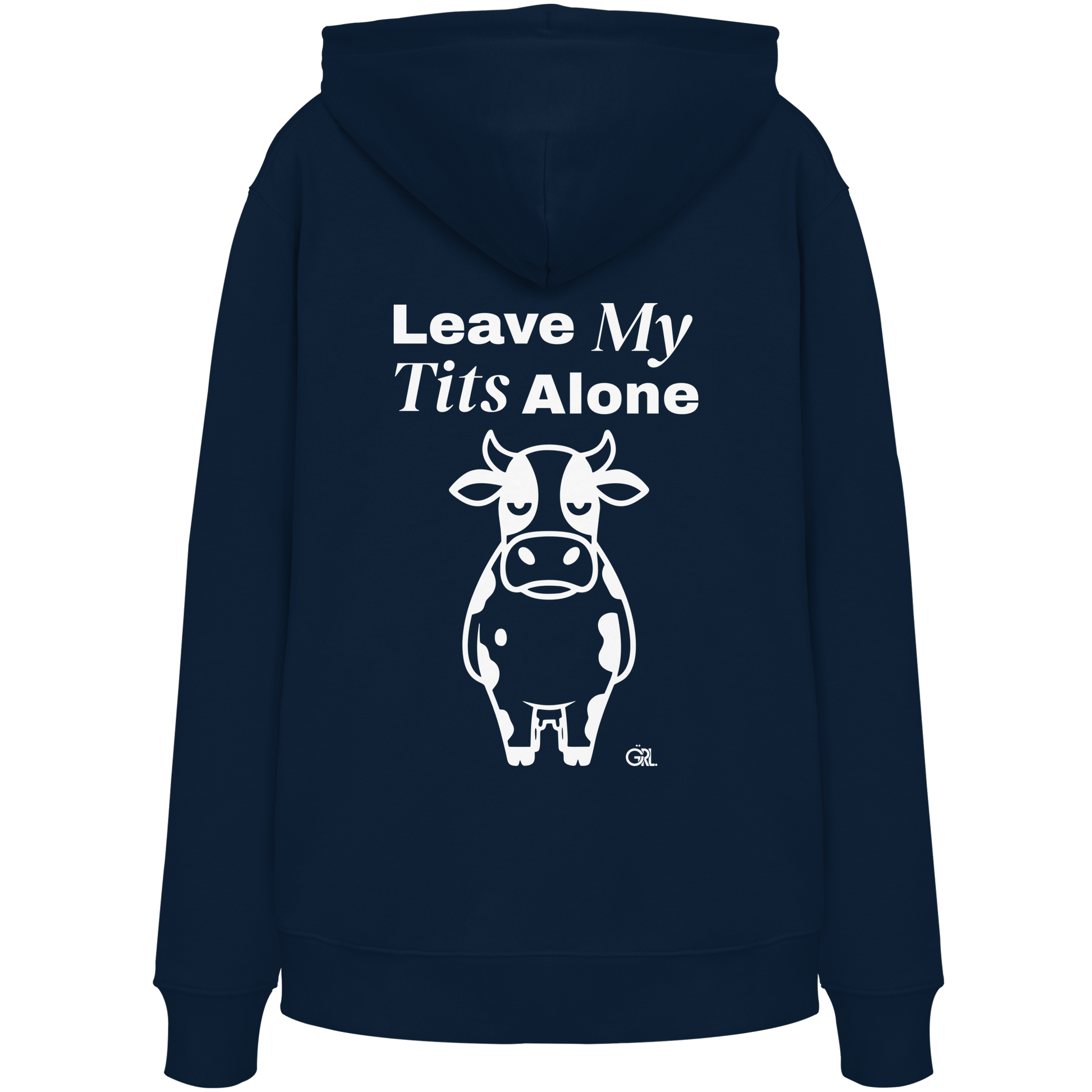 Angry Cow Rücken-Print – French Navy Hoodie | GÖRL Feminist Statement Wear Berlin