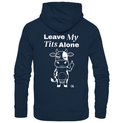 Finger Cow Rücken-Print – French Navy Hoodie | GÖRL Feminist Statement Wear Berlin