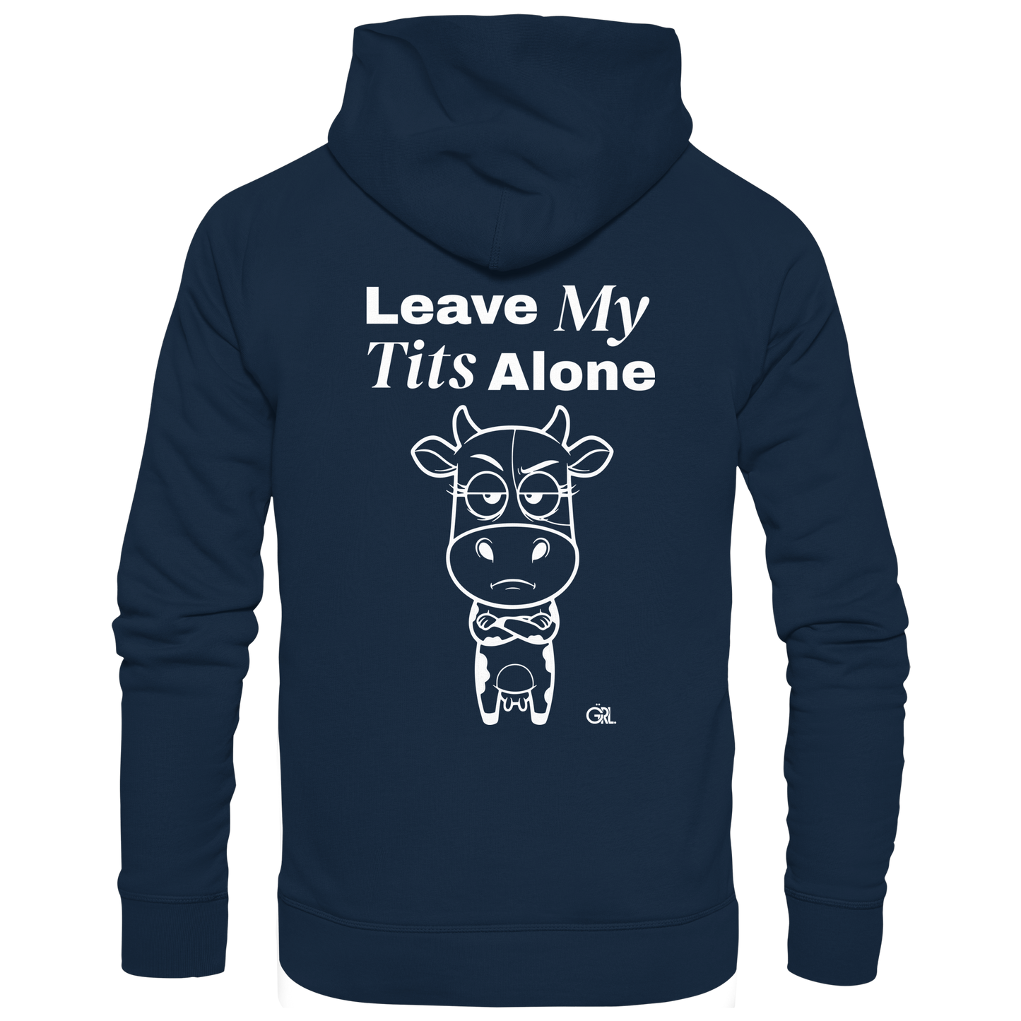 Annoyed Cow Rücken-Print – French Navy Hoodie | GÖRL Feminist Statement Wear Berlin