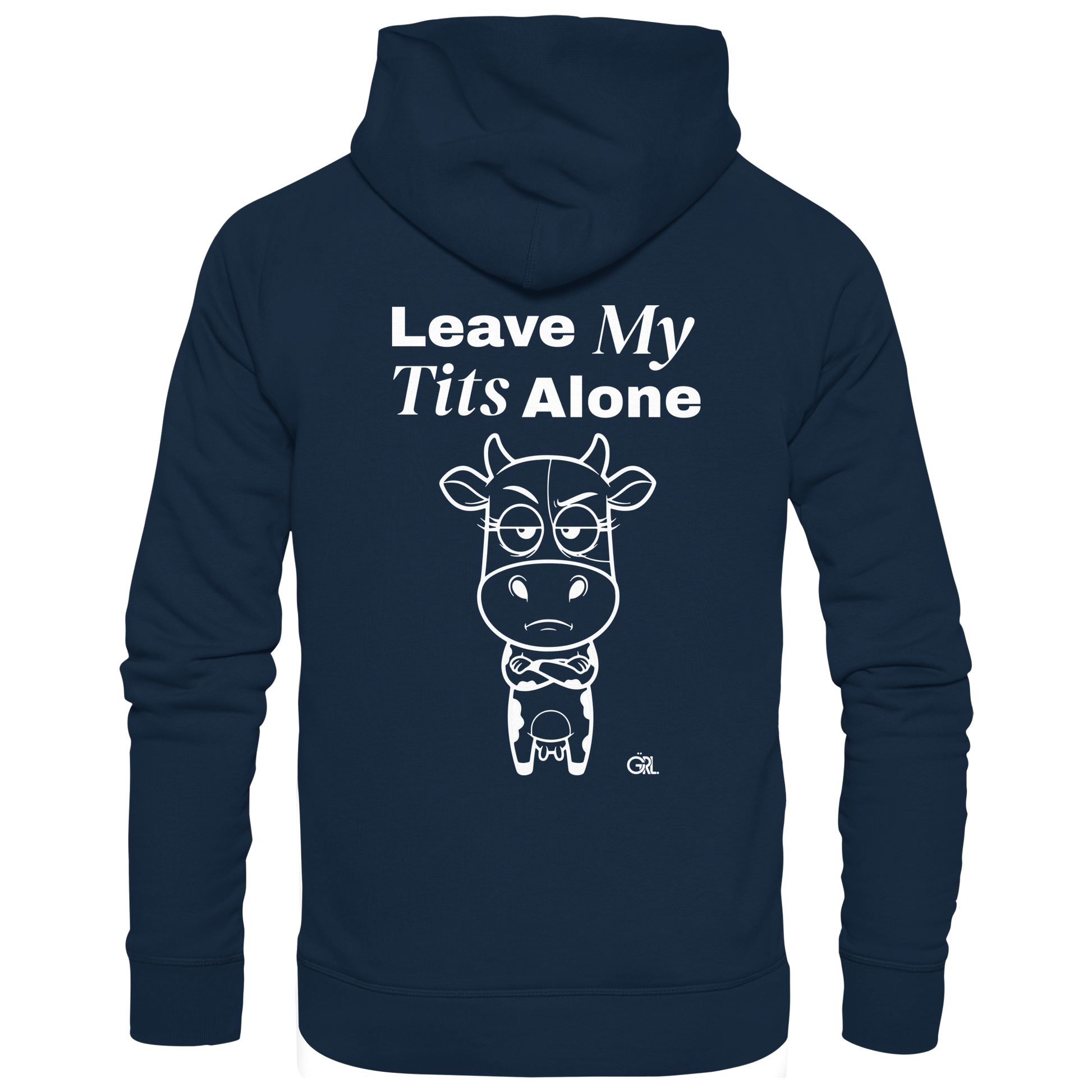 Annoyed Cow Rücken-Print – French Navy Hoodie | GÖRL Feminist Statement Wear Berlin