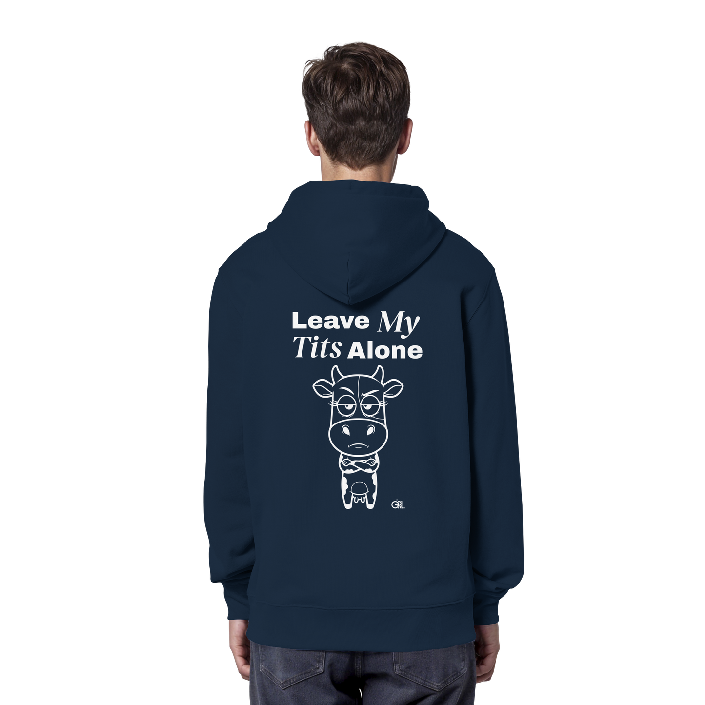Annoyed Cow Rücken-Print – French Navy Hoodie | GÖRL Feminist Statement Wear Berlin