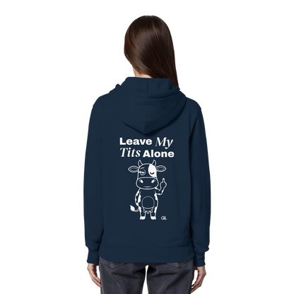 Finger Cow Rücken-Print – French Navy Hoodie | GÖRL Feminist Statement Wear Berlin