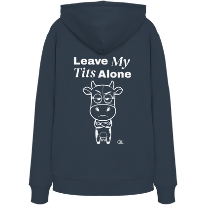 Annoyed Cow Rücken-Print – India Ink Grey Hoodie | GÖRL Feminist Statement Wear Berlin