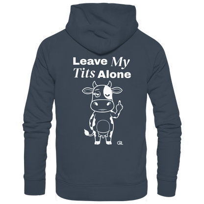 Finger Cow Rücken-Print – India Ink Grey Hoodie | GÖRL Feminist Statement Wear Berlin