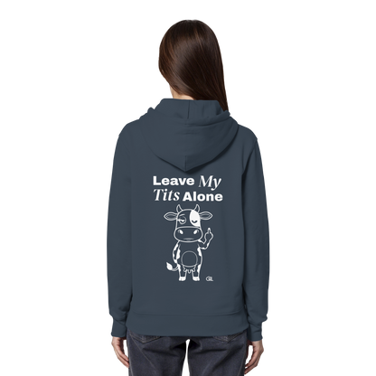 Finger Cow Rücken-Print – India Ink Grey Hoodie | GÖRL Feminist Statement Wear Berlin