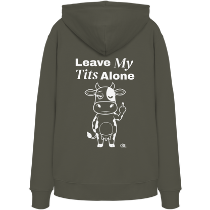 Finger Cow Rücken-Print – Khaki Hoodie | GÖRL Feminist Statement Wear Berlin