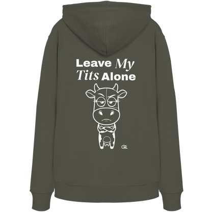 Annoyed Cow Rücken-Print – Khaki Hoodie | GÖRL Feminist Statement Wear Berlin