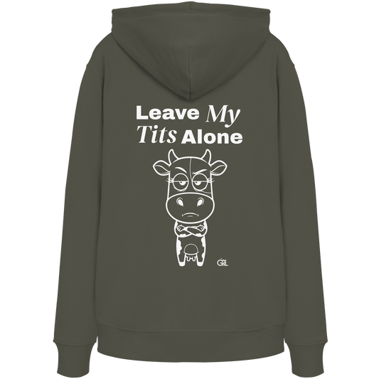 Annoyed Cow Rücken-Print – Khaki Hoodie | GÖRL Feminist Statement Wear Berlin