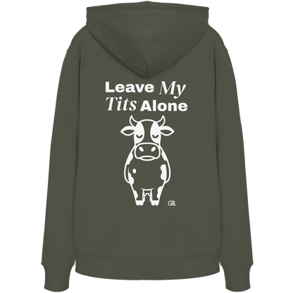 Angry Cow Rücken-Print – Khaki Hoodie | GÖRL Feminist Statement Wear Berlin