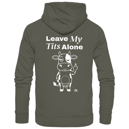 Finger Cow Rücken-Print – Khaki Hoodie | GÖRL Feminist Statement Wear Berlin