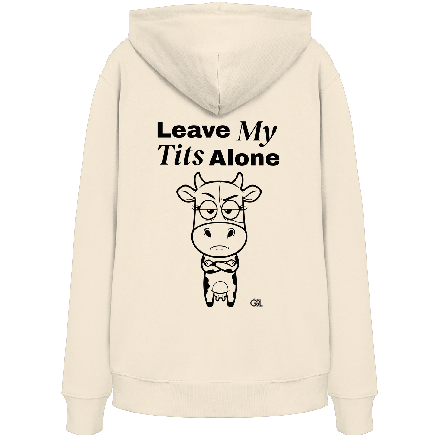 Annoyed Cow Rücken-Print – Natural Raw Hoodie | GÖRL Feminist Statement Wear Berlin