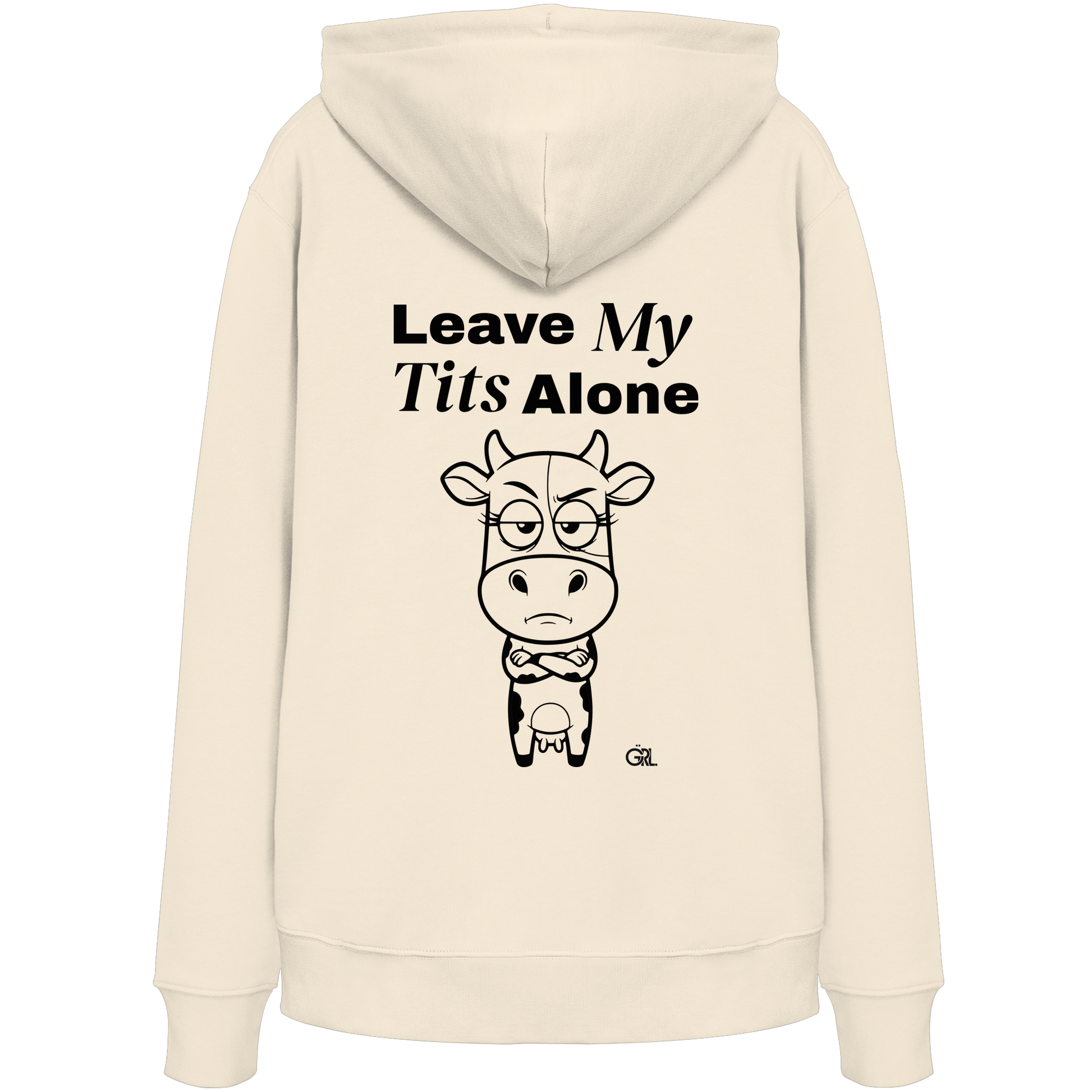 Annoyed Cow Rücken-Print – Natural Raw Hoodie | GÖRL Feminist Statement Wear Berlin