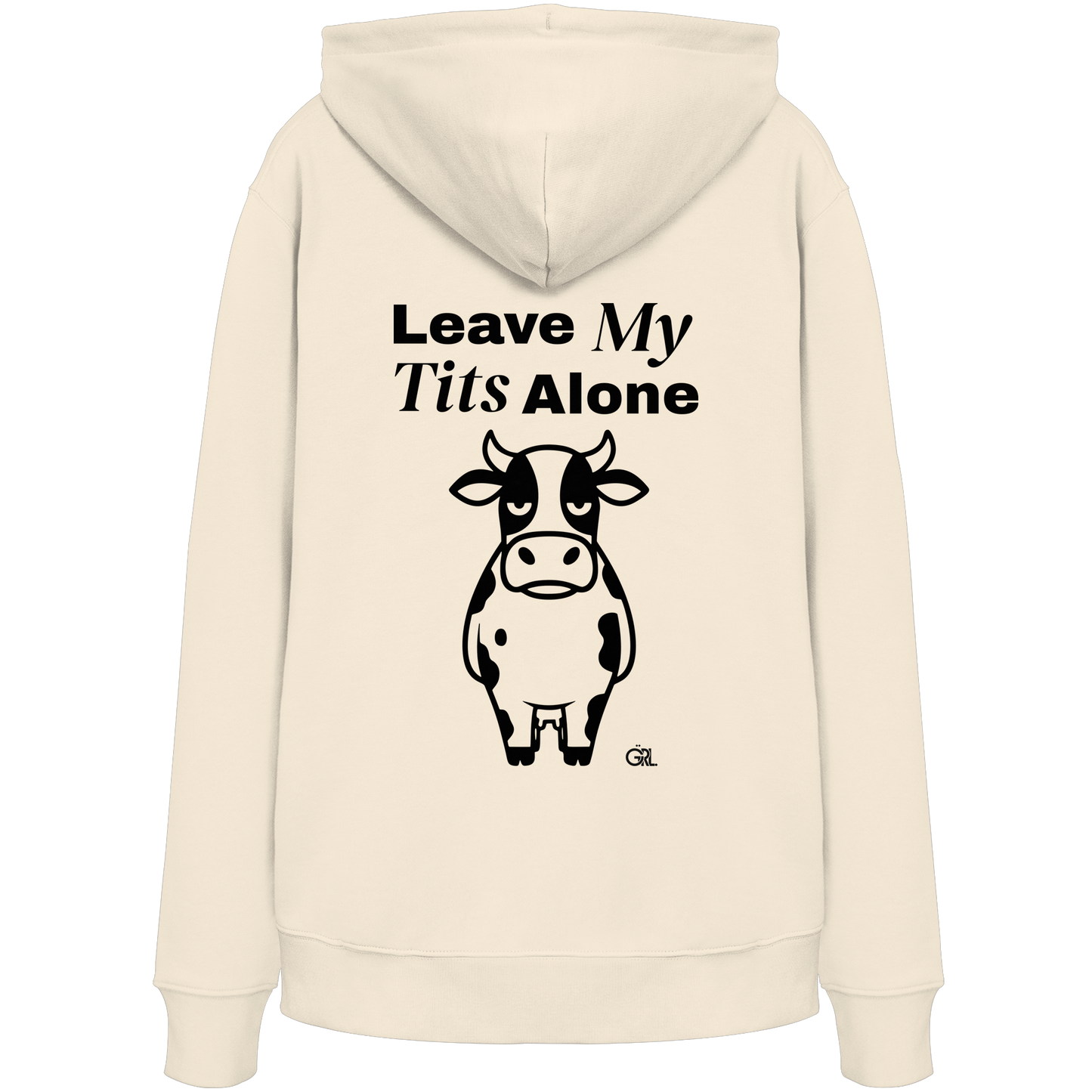 Angry Cow Rücken-Print – Natural Raw Hoodie | GÖRL Feminist Statement Wear Berlin