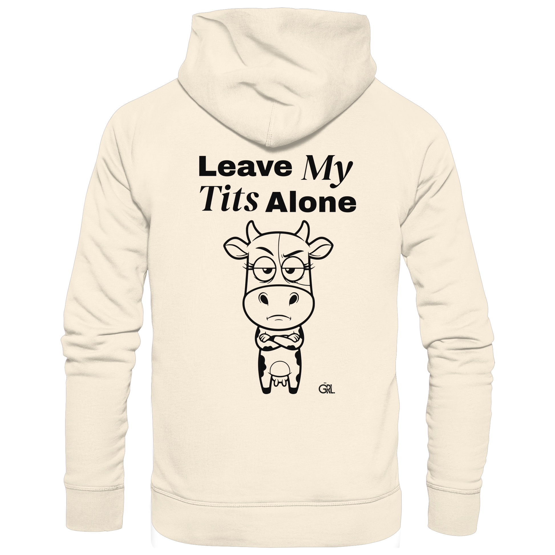 Annoyed Cow Rücken-Print – Natural Raw Hoodie | GÖRL Feminist Statement Wear Berlin