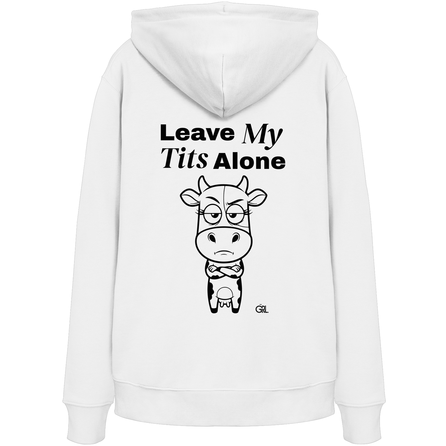 Annoyed Cow Rücken-Print – Weiss Hoodie | GÖRL Feminist Statement Wear Berlin