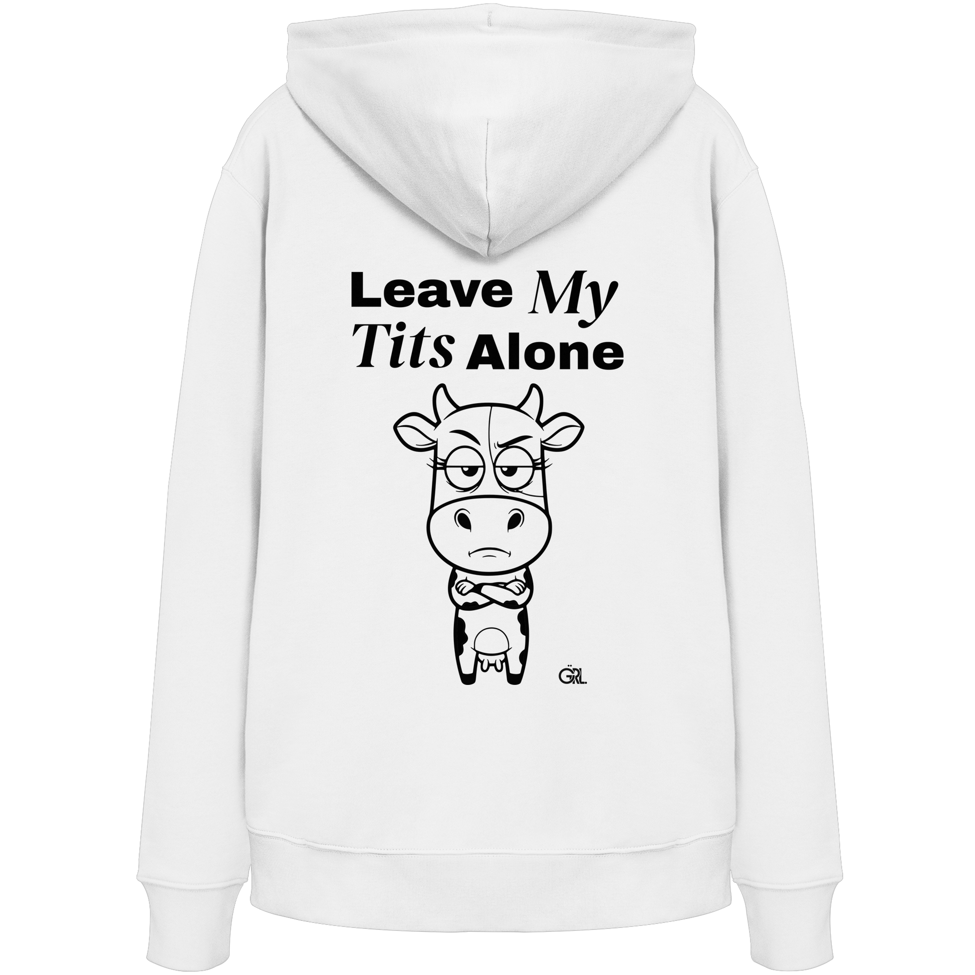 Annoyed Cow Rücken-Print – Weiss Hoodie | GÖRL Feminist Statement Wear Berlin