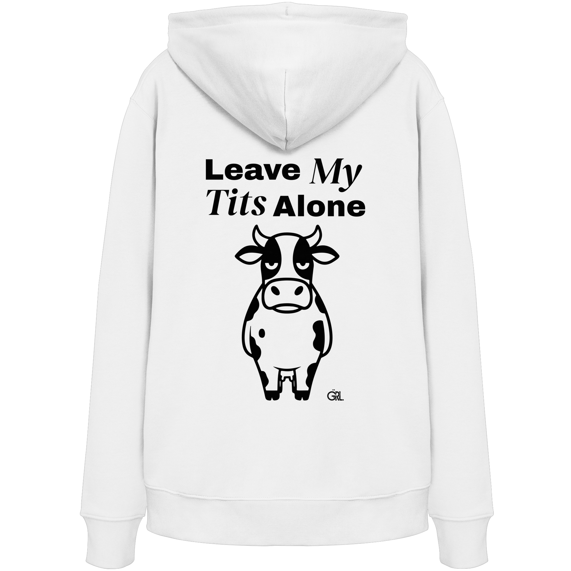 Angry Cow Rücken-Print – Weiss Hoodie | GÖRL Feminist Statement Wear Berlin