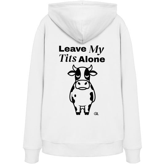 Angry Cow Rücken-Print – Weiss Hoodie | GÖRL Feminist Statement Wear Berlin
