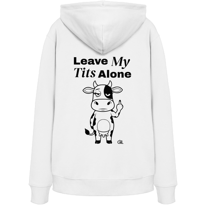 Finger Cow Rücken-Print – Weiss Hoodie | GÖRL Feminist Statement Wear Berlin