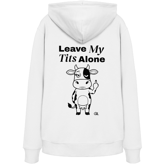 Finger Cow Rücken-Print – Weiss Hoodie | GÖRL Feminist Statement Wear Berlin