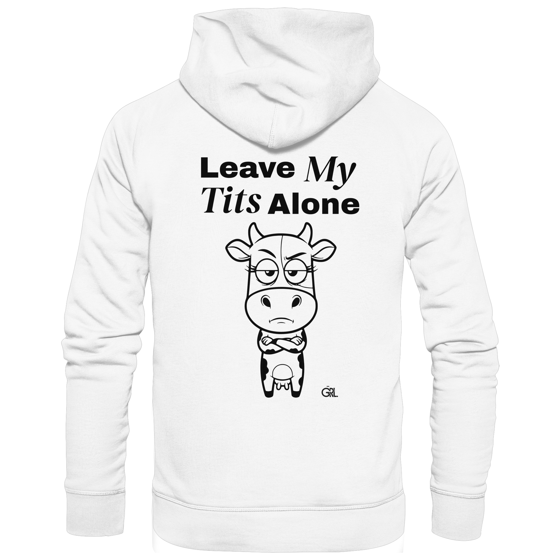 Annoyed Cow Rücken-Print – Weiss Hoodie | GÖRL Feminist Statement Wear Berlin