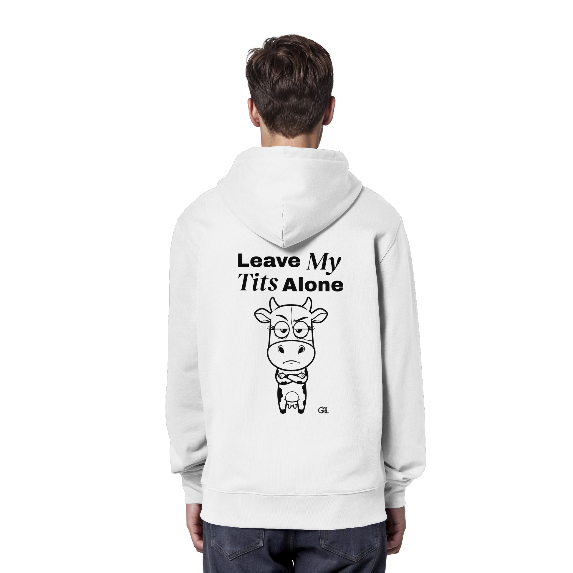 Annoyed Cow Rücken-Print – Weiss Hoodie | GÖRL Feminist Statement Wear Berlin
