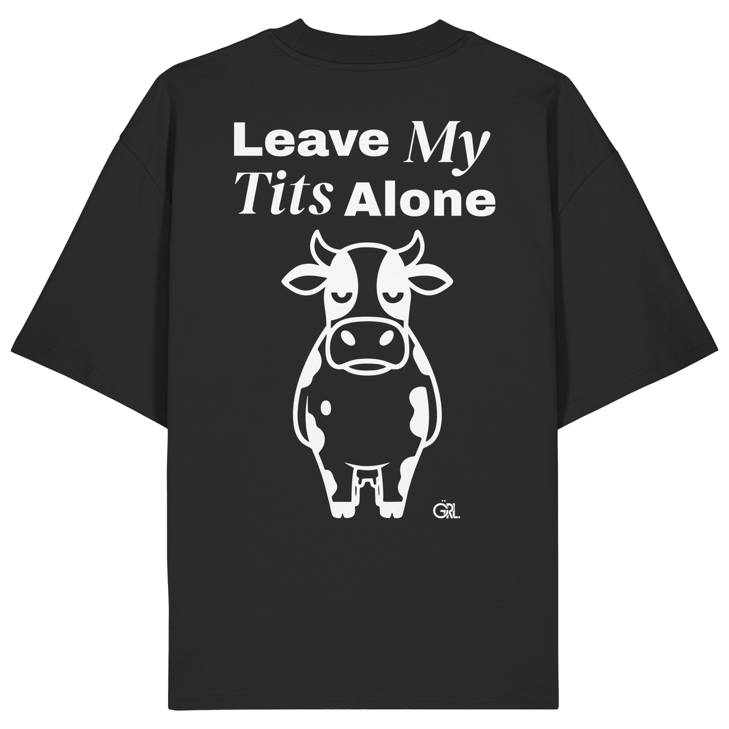 Angry Cow Rücken-Print – Schwarz Oversize Shirt | GÖRL Feminist Statement Wear Berlin
