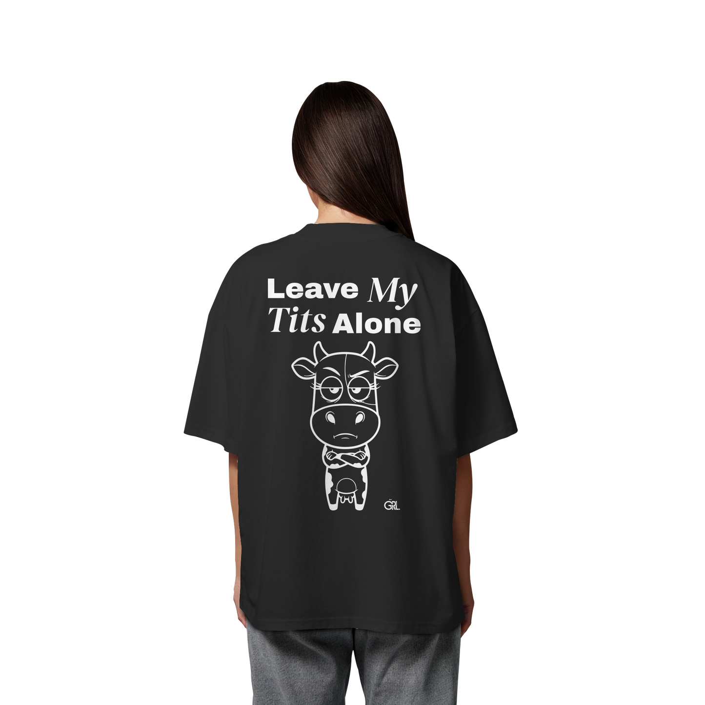 Annoyed Cow Rücken-Print – Schwarz Oversize Shirt | GÖRL Feminist Statement Wear Berlin
