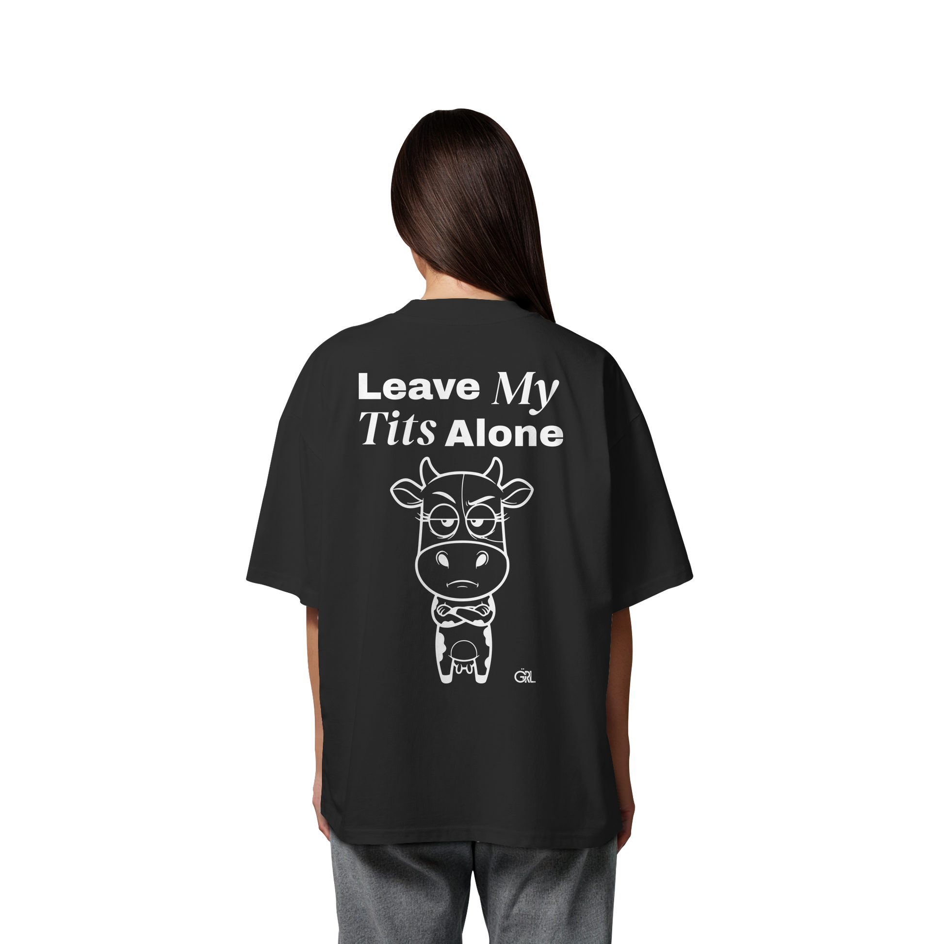 Annoyed Cow Rücken-Print – Schwarz Oversize Shirt | GÖRL Feminist Statement Wear Berlin