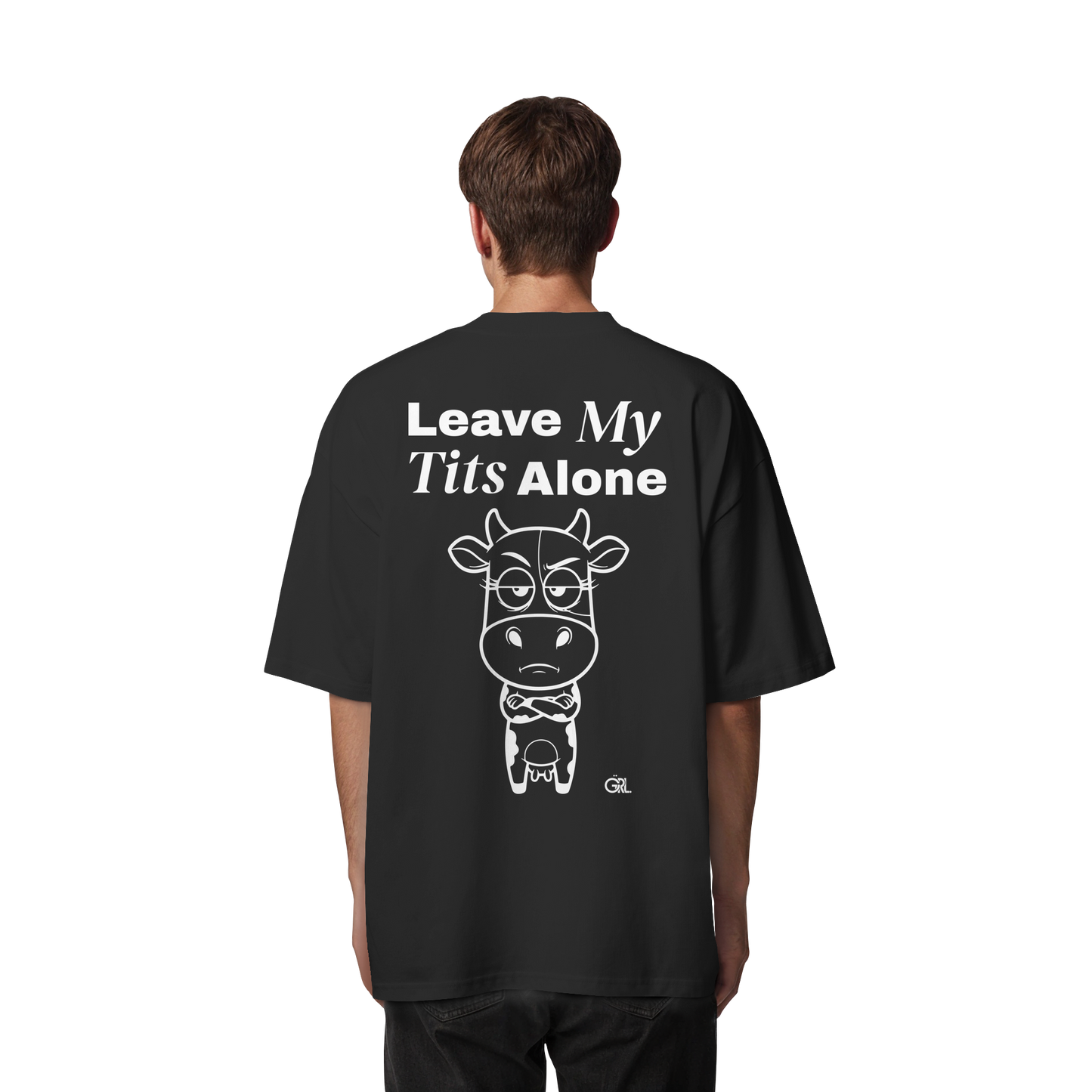 Annoyed Cow Rücken-Print – Schwarz Oversize Shirt | GÖRL Feminist Statement Wear Berlin