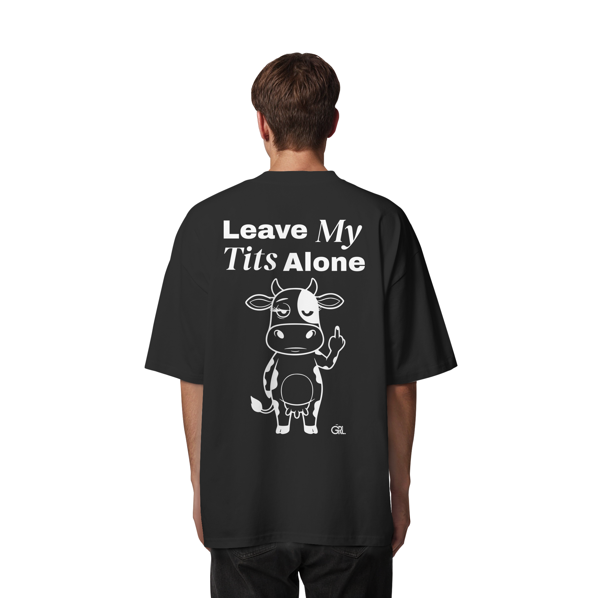 Finger Cow Rücken-Print – Schwarz Oversize Shirt | GÖRL Feminist Statement Wear Berlin