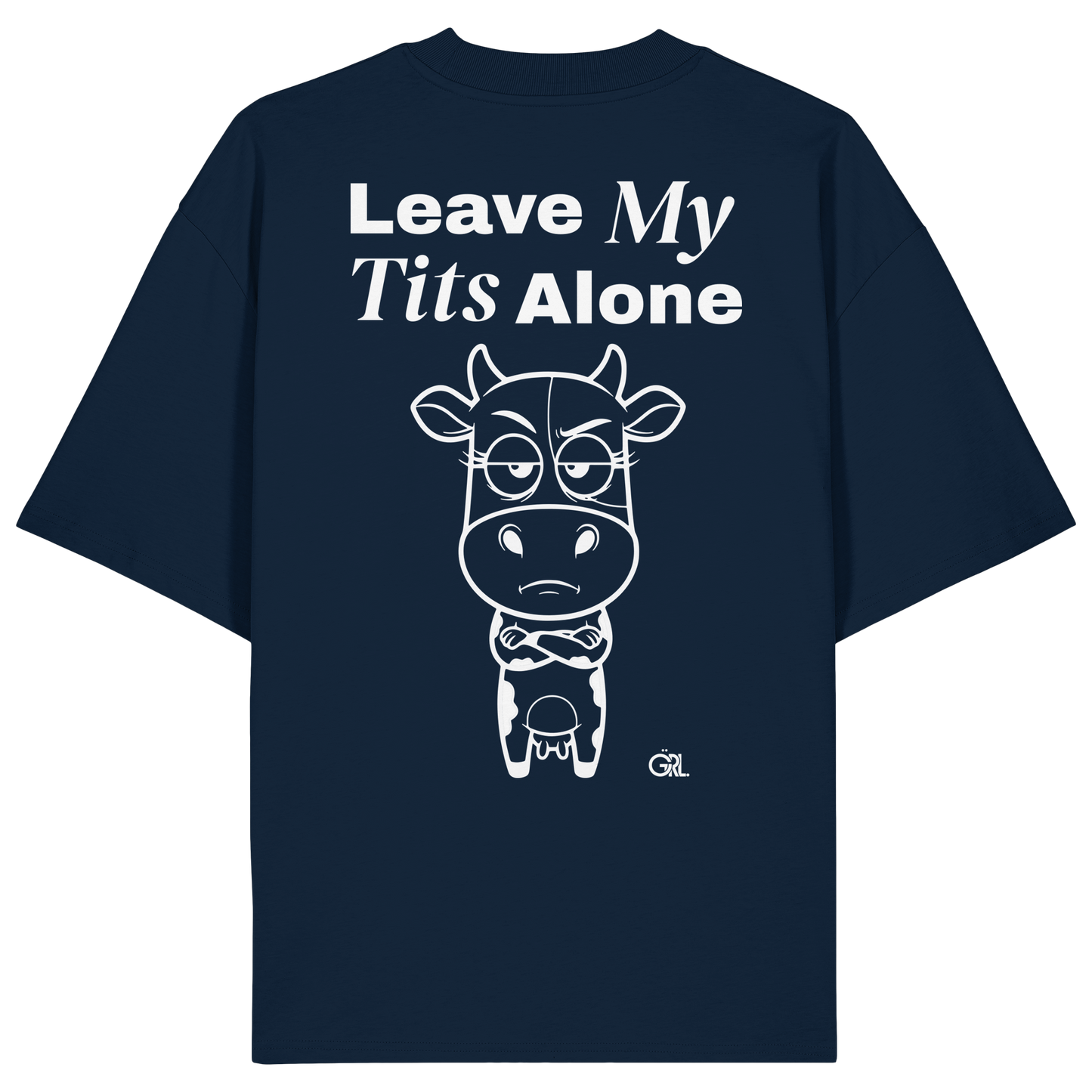 Annoyed Cow Rücken-Print – French Navy Oversize Shirt | GÖRL Feminist Statement Wear Berlin