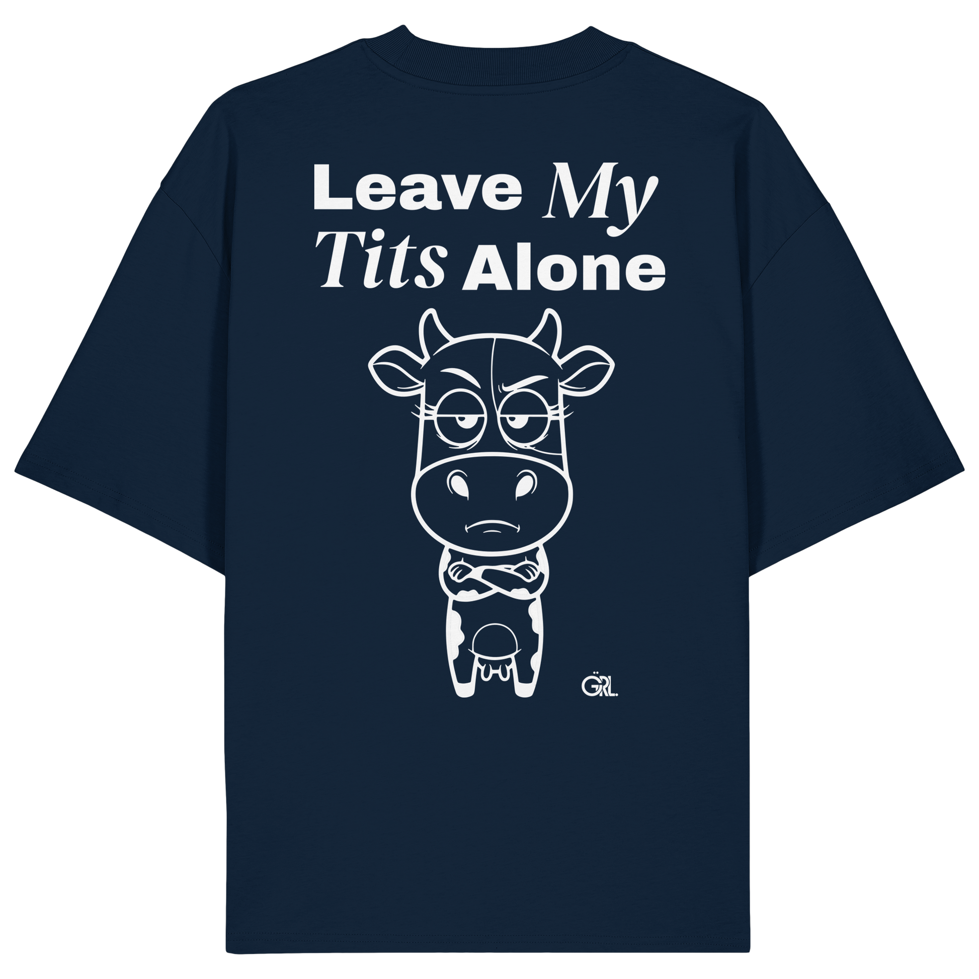 Annoyed Cow Rücken-Print – French Navy Oversize Shirt | GÖRL Feminist Statement Wear Berlin