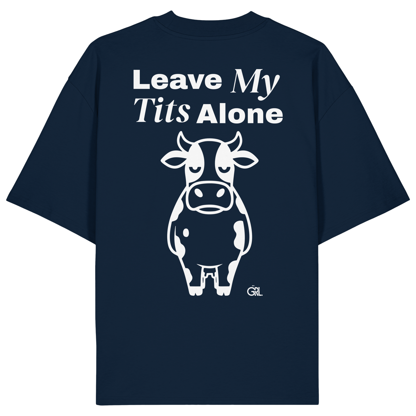 Angry Cow Rücken-Print – French Navy Oversize Shirt | GÖRL Feminist Statement Wear Berlin