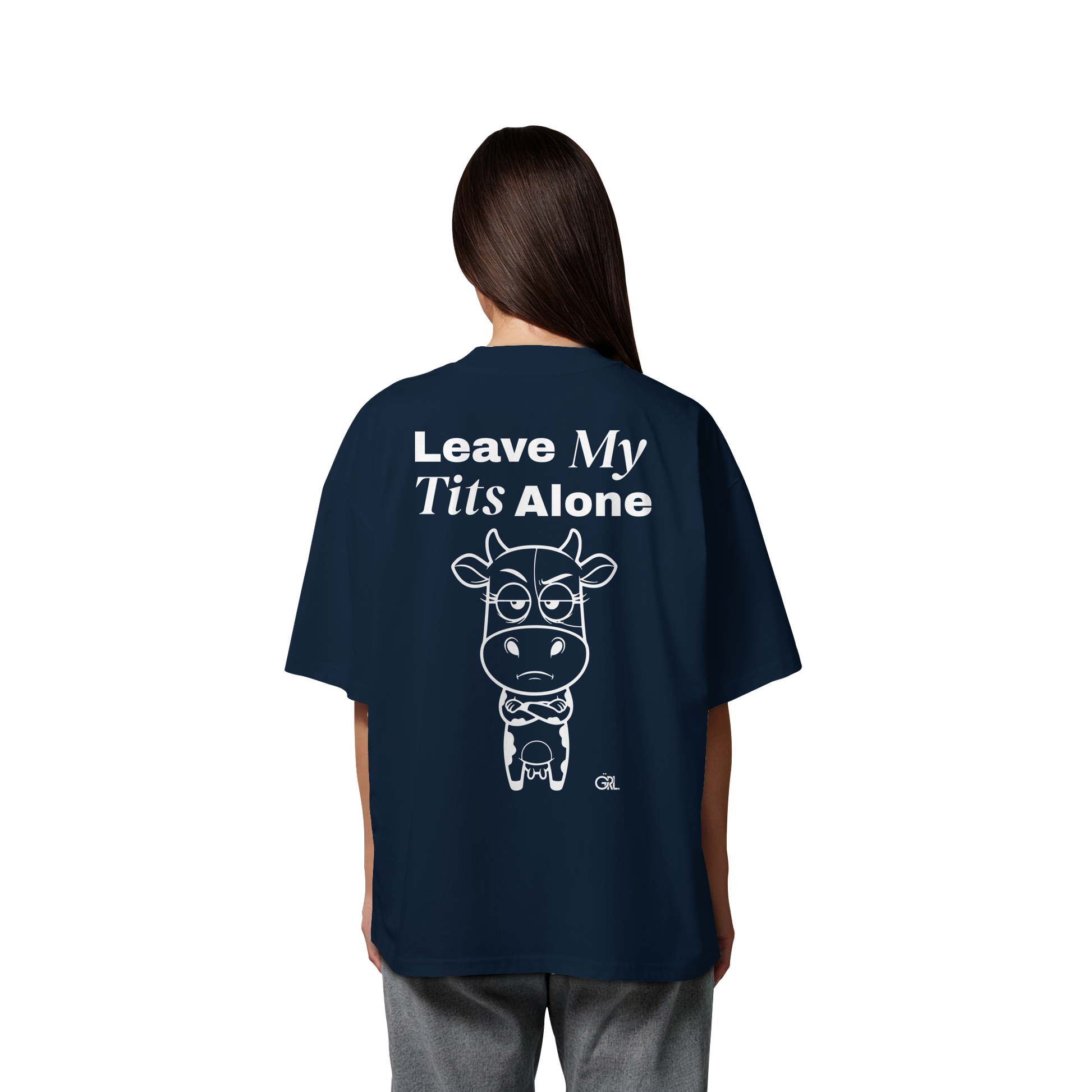 Annoyed Cow Rücken-Print – French Navy Oversize Shirt | GÖRL Feminist Statement Wear Berlin