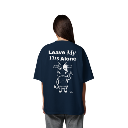 Finger Cow Rücken-Print – French Navy Oversize Shirt | GÖRL Feminist Statement Wear Berlin