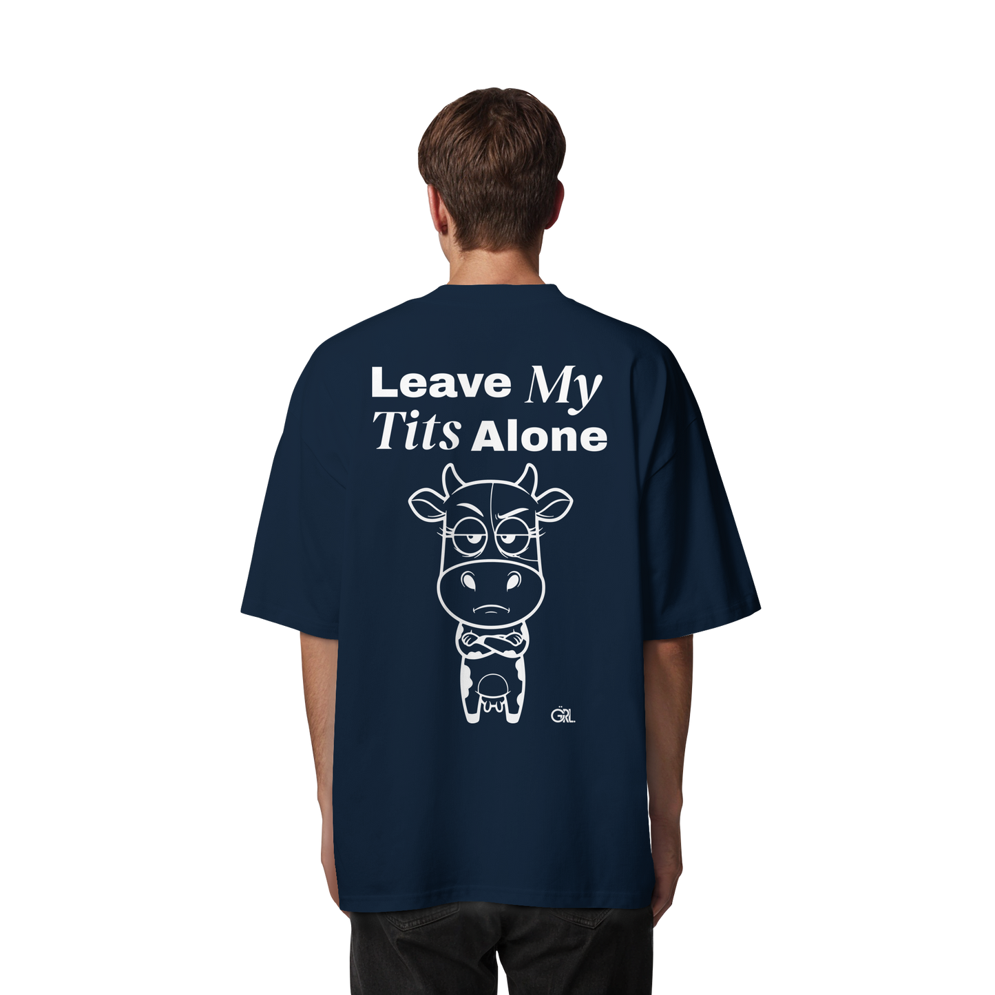 Annoyed Cow Rücken-Print – French Navy Oversize Shirt | GÖRL Feminist Statement Wear Berlin