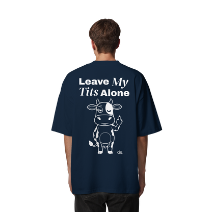 Finger Cow Rücken-Print – French Navy Oversize Shirt | GÖRL Feminist Statement Wear Berlin