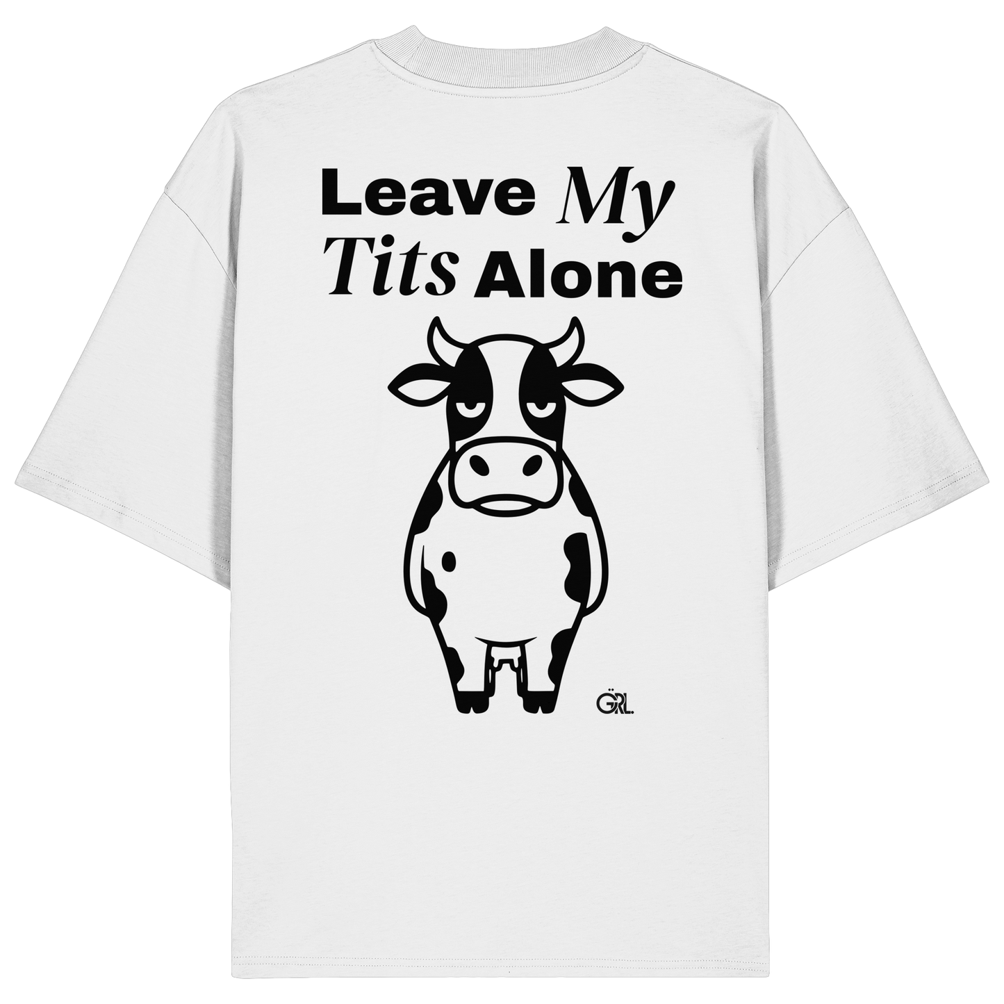 Angry Cow Rücken-Print – Weiss Oversize Shirt | GÖRL Feminist Statement Wear Berlin