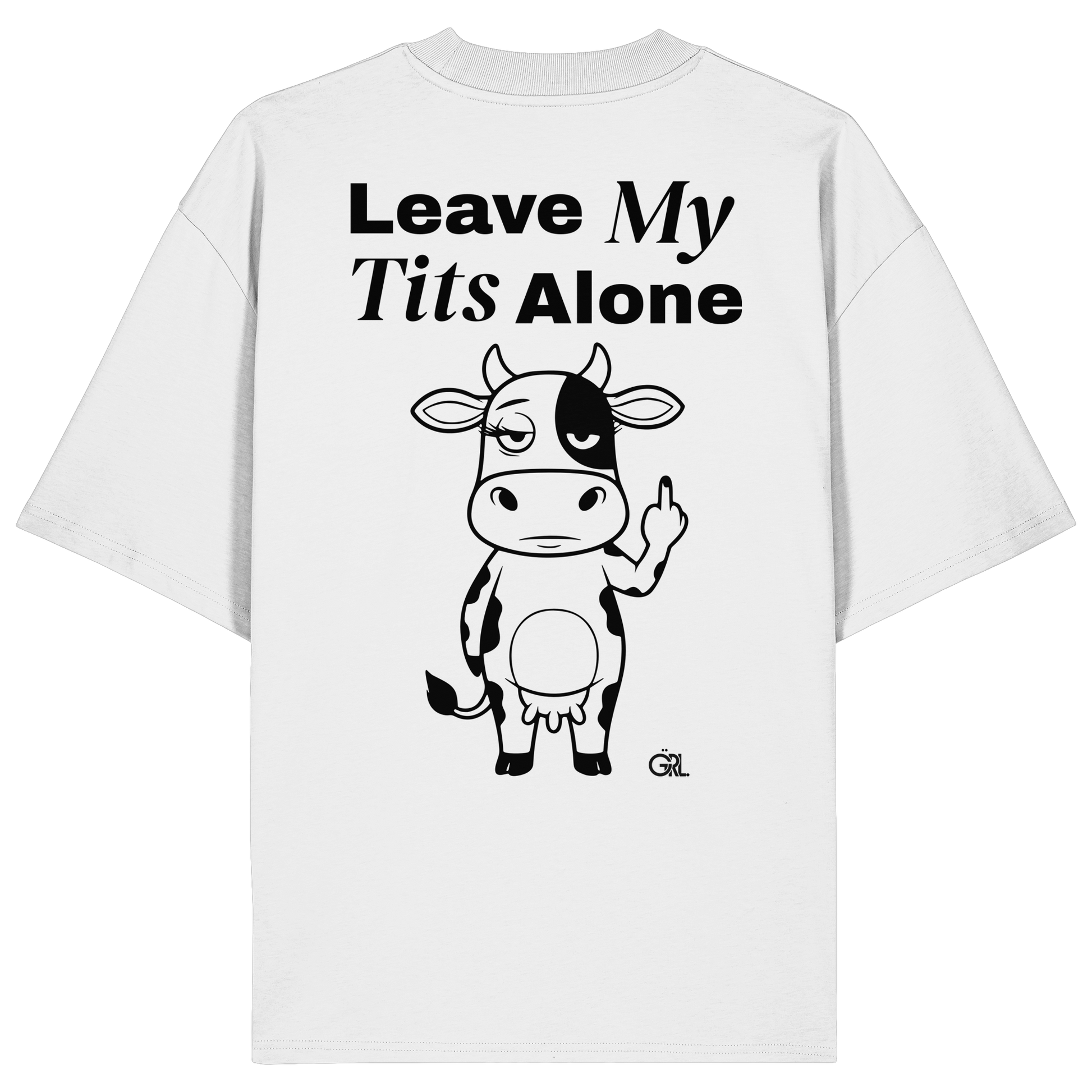 Finger Cow Rücken-Print – Weiss Oversize Shirt | GÖRL Feminist Statement Wear Berlin