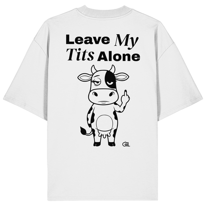 Finger Cow Rücken-Print – Weiss Oversize Shirt | GÖRL Feminist Statement Wear Berlin