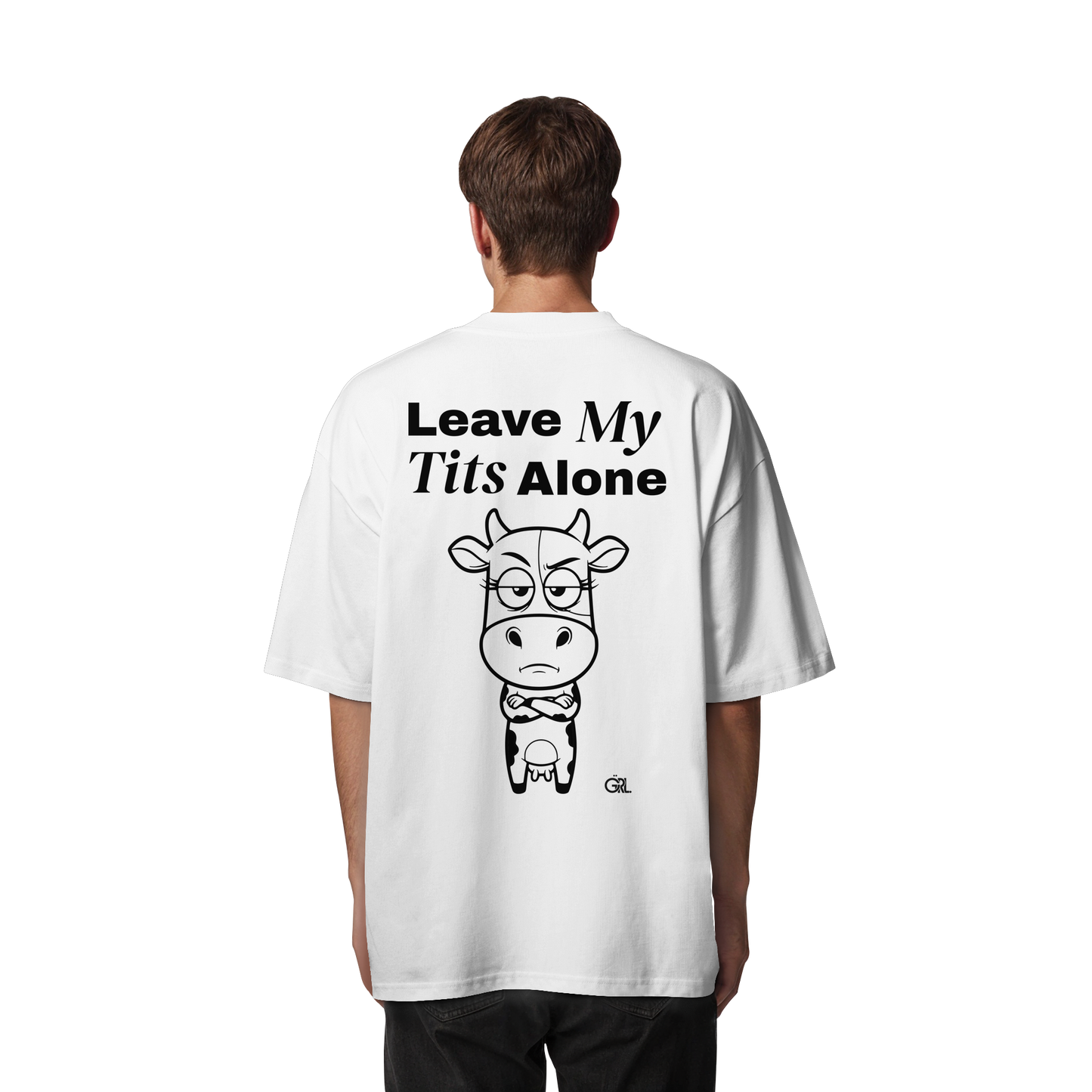 Annoyed Cow Rücken-Print – Weiss Oversize Shirt | GÖRL Feminist Statement Wear Berlin