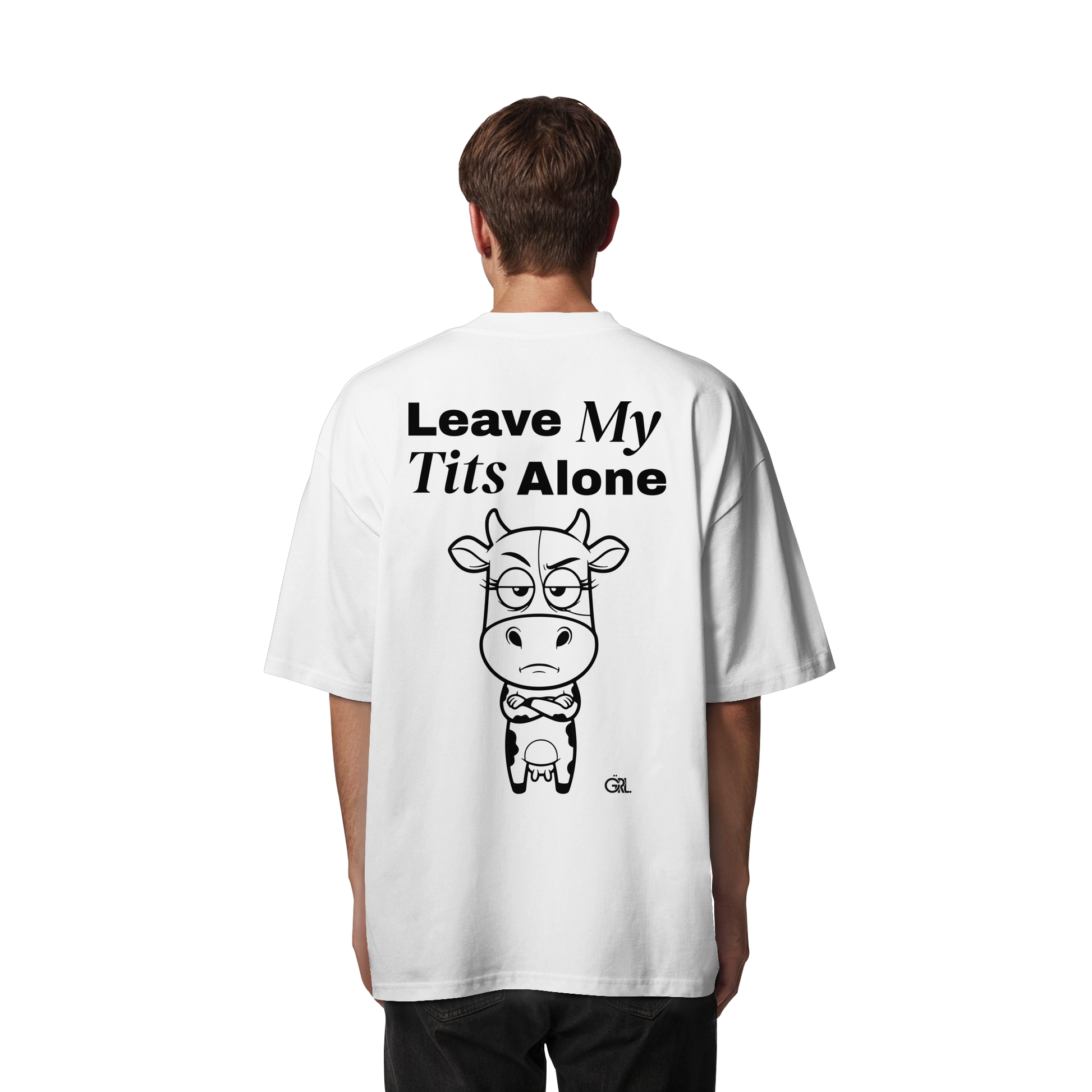 Annoyed Cow Rücken-Print – Weiss Oversize Shirt | GÖRL Feminist Statement Wear Berlin