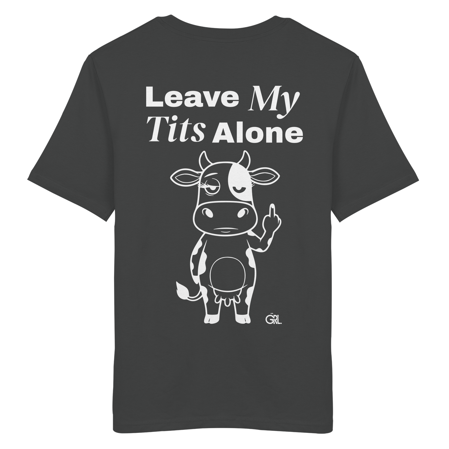 Finger Cow Rücken-Print – Anthracite Bio Shirt | GÖRL Feminist Statement Wear Berlin