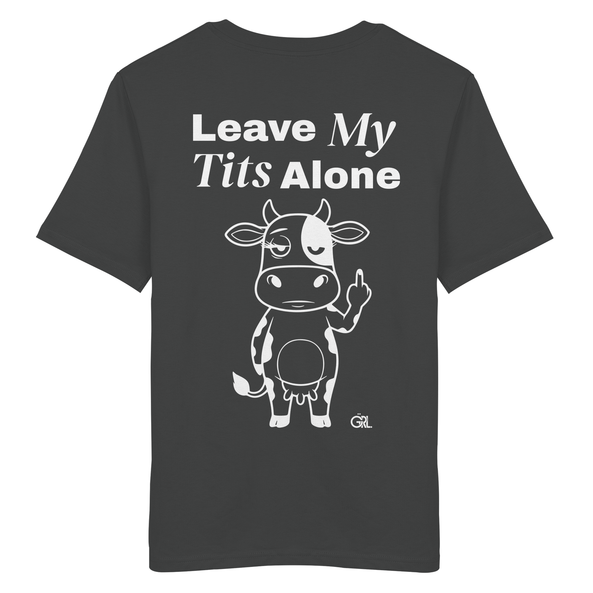 Finger Cow Rücken-Print – Anthracite Bio Shirt | GÖRL Feminist Statement Wear Berlin