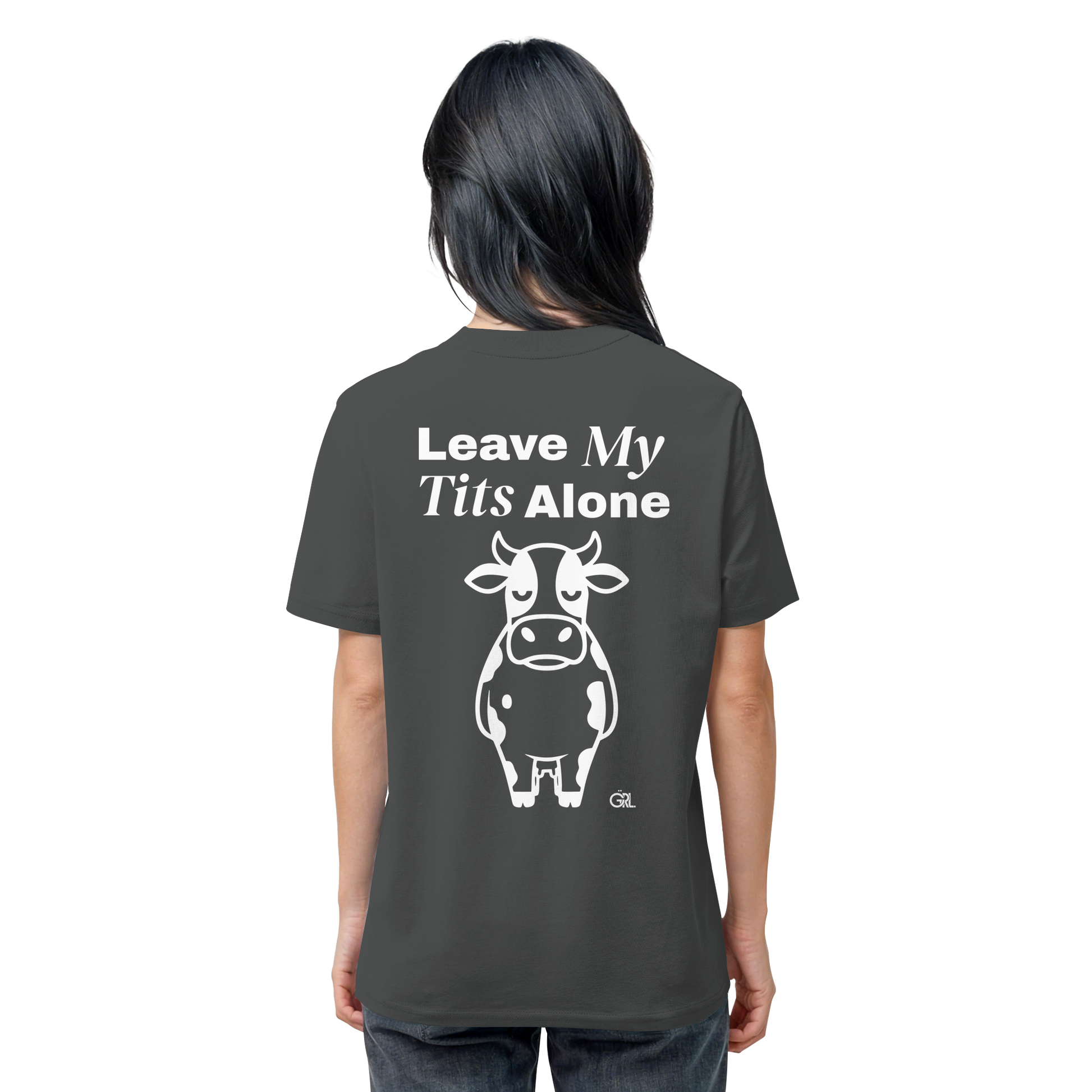Angry Cow Rücken-Print – Anthracite Bio Shirt | GÖRL Feminist Statement Wear Berlin