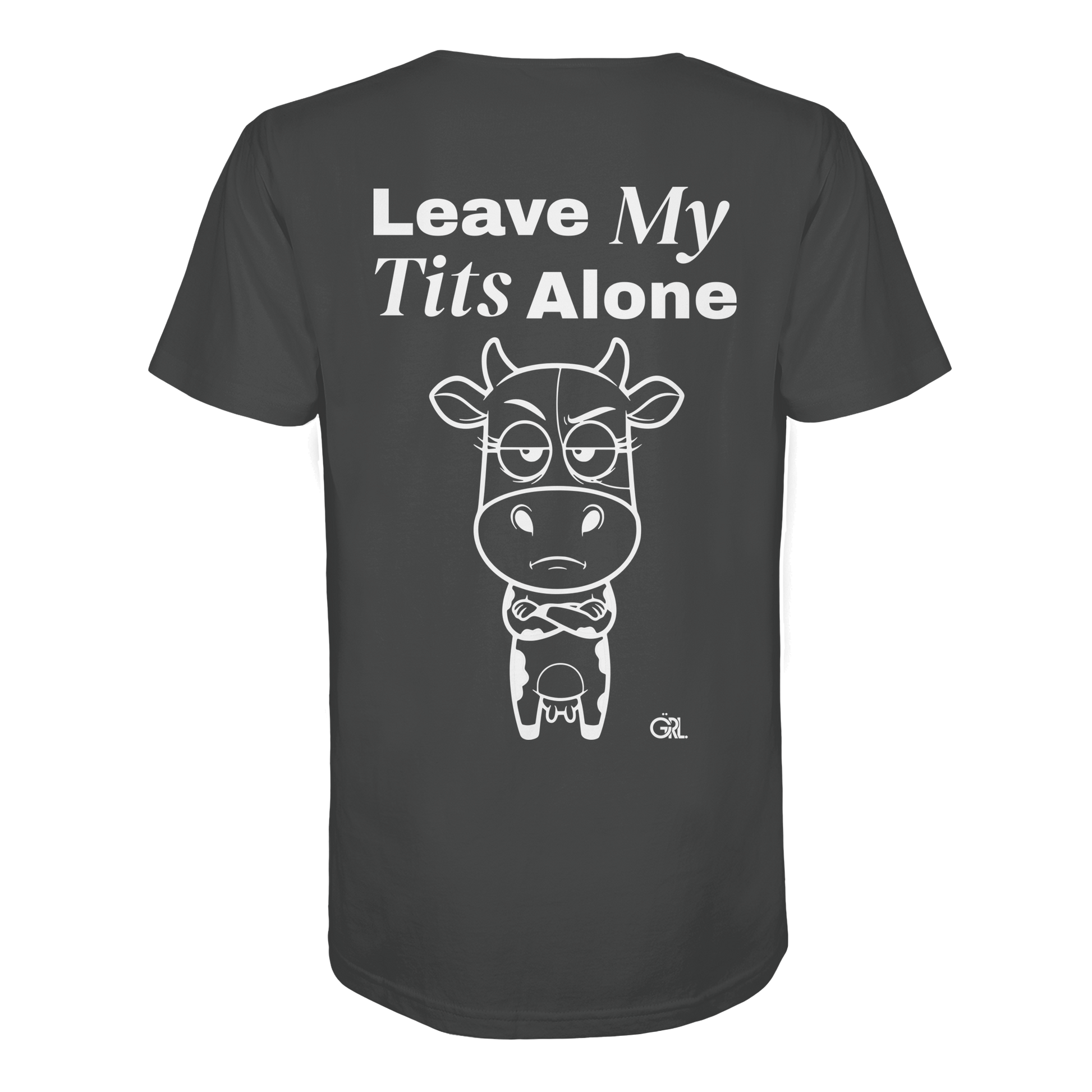 Annoyed Cow Rücken-Print – Anthracite Bio Shirt | GÖRL Feminist Statement Wear Berlin