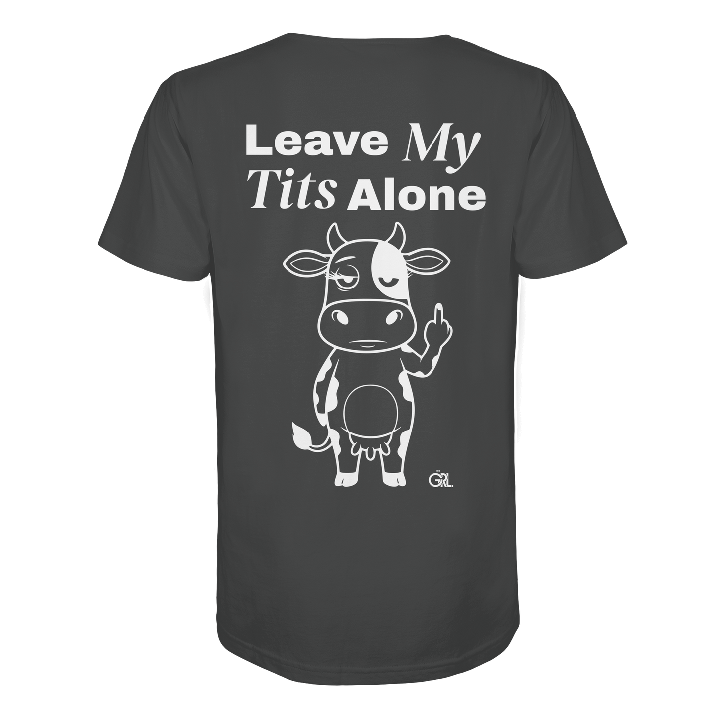 Finger Cow Rücken-Print – Anthracite Bio Shirt | GÖRL Feminist Statement Wear Berlin