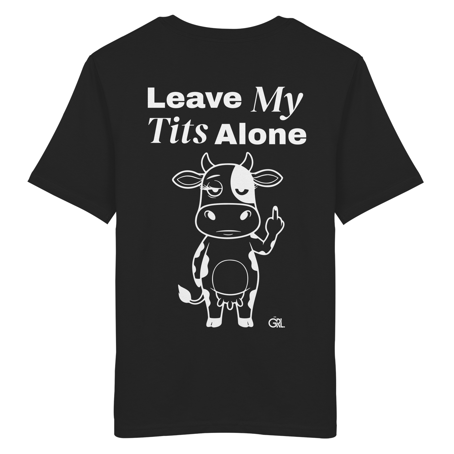 Finger Cow Rücken-Print – Schwarz Bio Shirt | GÖRL Feminist Statement Wear Berlin